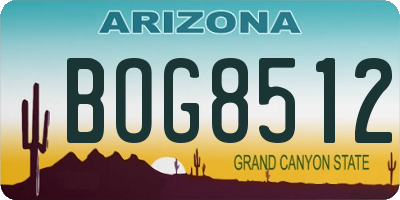 AZ license plate BOG8512
