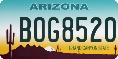 AZ license plate BOG8520