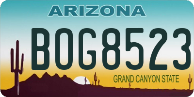 AZ license plate BOG8523