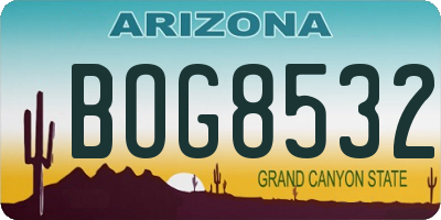 AZ license plate BOG8532