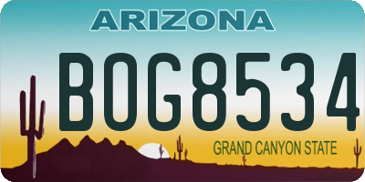 AZ license plate BOG8534