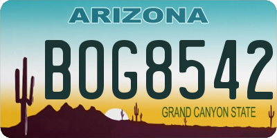 AZ license plate BOG8542