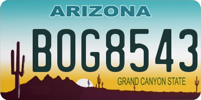 AZ license plate BOG8543