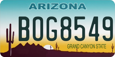 AZ license plate BOG8549
