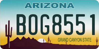 AZ license plate BOG8551