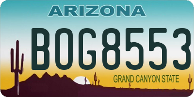 AZ license plate BOG8553