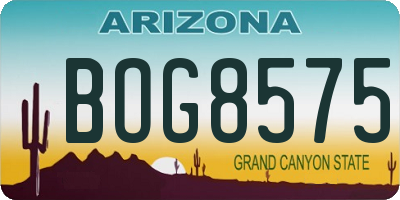 AZ license plate BOG8575