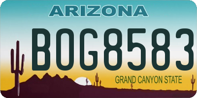 AZ license plate BOG8583