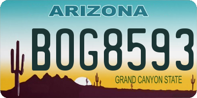 AZ license plate BOG8593