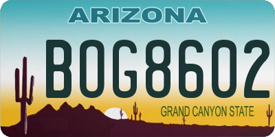 AZ license plate BOG8602