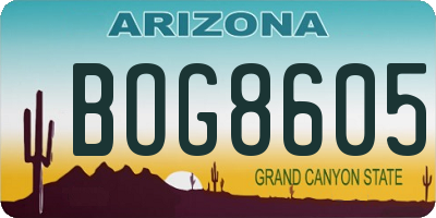 AZ license plate BOG8605
