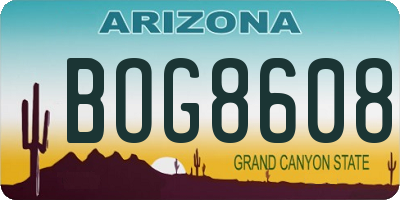AZ license plate BOG8608