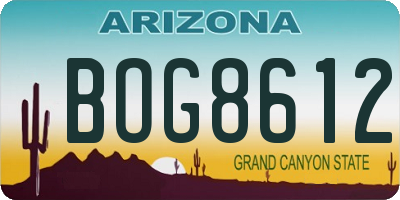 AZ license plate BOG8612