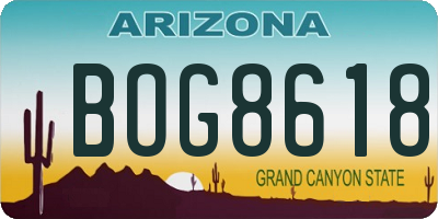 AZ license plate BOG8618