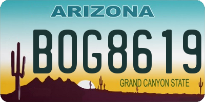 AZ license plate BOG8619