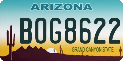 AZ license plate BOG8622