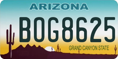 AZ license plate BOG8625