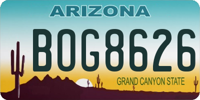 AZ license plate BOG8626