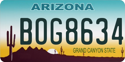 AZ license plate BOG8634