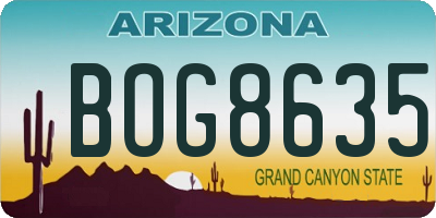 AZ license plate BOG8635