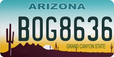 AZ license plate BOG8636