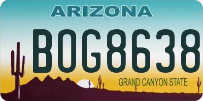 AZ license plate BOG8638