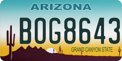 AZ license plate BOG8643