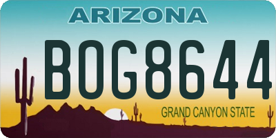 AZ license plate BOG8644