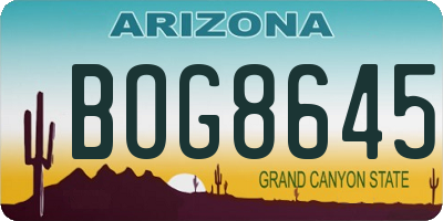 AZ license plate BOG8645