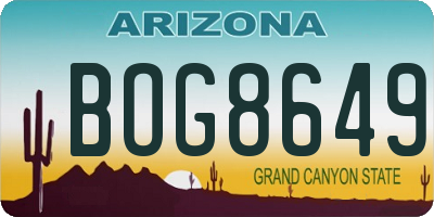 AZ license plate BOG8649