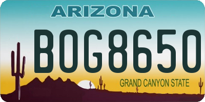 AZ license plate BOG8650
