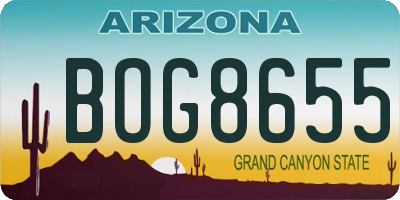 AZ license plate BOG8655