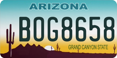 AZ license plate BOG8658