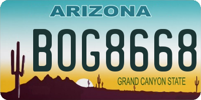 AZ license plate BOG8668