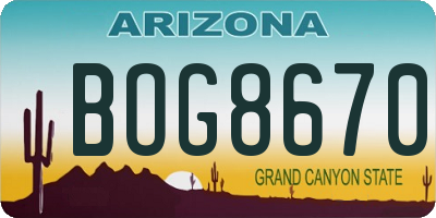 AZ license plate BOG8670