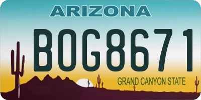 AZ license plate BOG8671