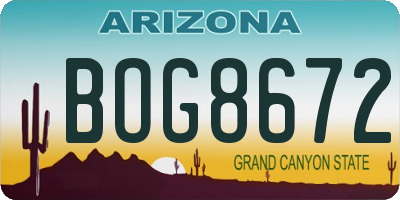 AZ license plate BOG8672