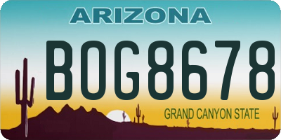 AZ license plate BOG8678
