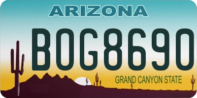 AZ license plate BOG8690