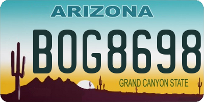 AZ license plate BOG8698