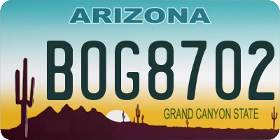 AZ license plate BOG8702