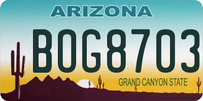 AZ license plate BOG8703