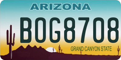 AZ license plate BOG8708