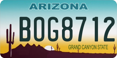 AZ license plate BOG8712