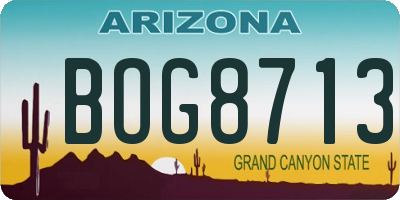 AZ license plate BOG8713