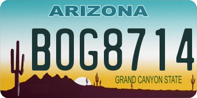 AZ license plate BOG8714