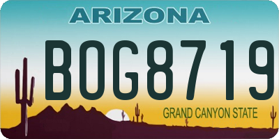 AZ license plate BOG8719