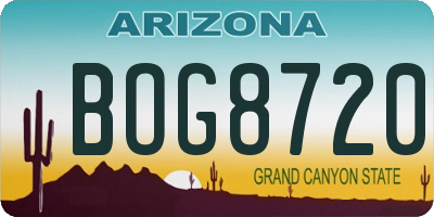 AZ license plate BOG8720