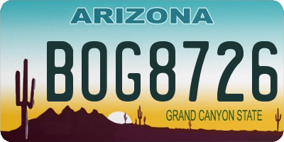 AZ license plate BOG8726
