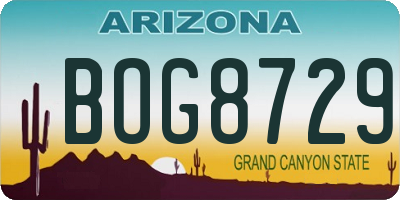 AZ license plate BOG8729